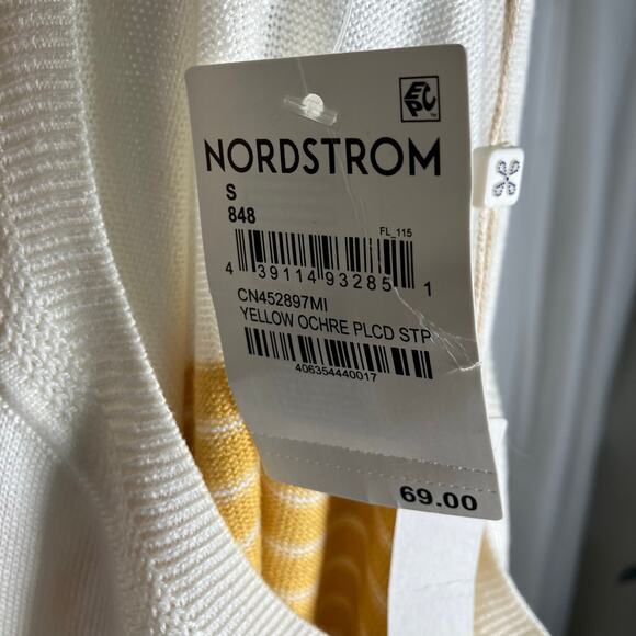 Caslon Yellow White Stripe Tunic Sweater Size S Lightweight Long Sleeve New - Picture 15 of 16